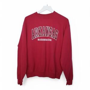 CHAMPION AUTHENTIC Arkansas Razorbacks Red 50/50 Pullover Sweatshirt - Medium